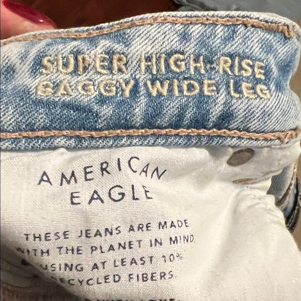 American Eagle Light Blue Super High-Rise Baggy Wide Leg Jeans